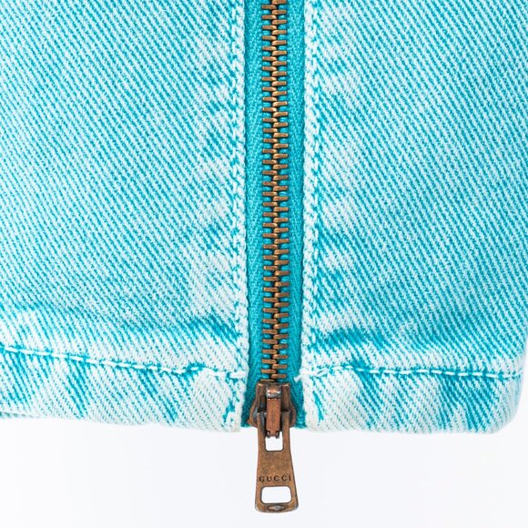 Gucci PF/19 Blue Embroidered Cherry Tapered Paperbag-Waist Jeans - Picture 7 of 16